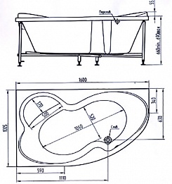 BellSan Акриловая ванна Индиго 160x100 R с гидромассажем – фотография-4